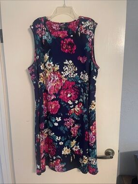 Cocomo Navy Floral Sleeveless Mini Dress with Pink and Teal Accents
